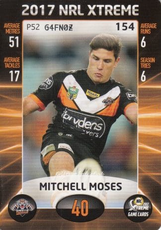 2017 NRL Xtreme Common Card - Base 154 Mitchell Moses Wests Tigers