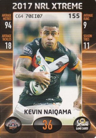 2017 NRL Xtreme Common Card - Base 155 Kevin Naiqama Wests Tigers