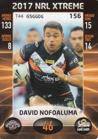 2017 NRL Xtreme Common Card - Base 156 David Nofoaluma Wests Tigers