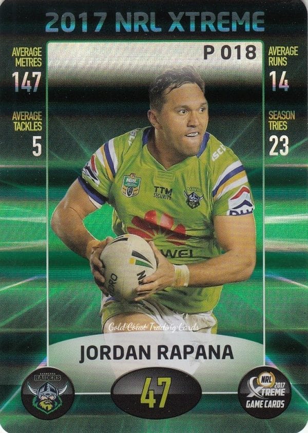 2017 NRL Xtreme Parallels - P018 Jordan Rapana Canberra Raiders