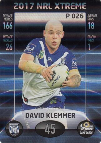 2017 NRL Xtreme Parallels - P026 David Klemmer Canterbury Bulldogs
