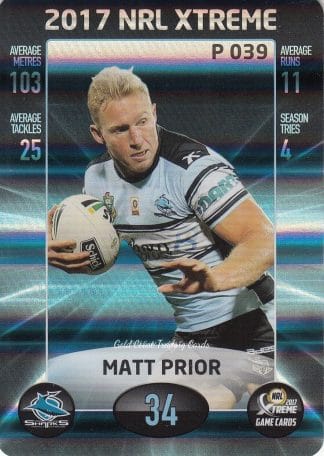 2017 NRL Xtreme Parallels - P039 Matt Prior Cronulla Sharks