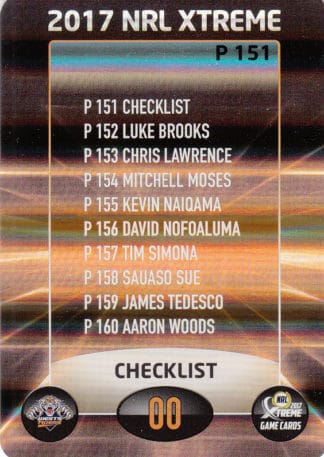 2017 NRL Xtreme Parallels - P151 Checklist Wests Tigers