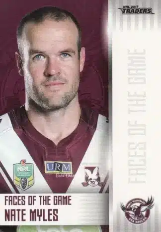 2017 NRL Traders Faces Of The Game - FG18 Nate Myles Manly Sea Eagles