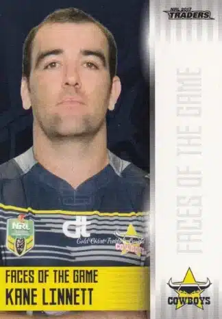 2017 NRL Traders Faces Of The Game - FG27 Kane Linnett North QLD Cowboys