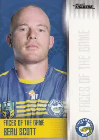 2017 NRL Traders Faces Of The Game - FG29 Beau Scott Parramatta Eels