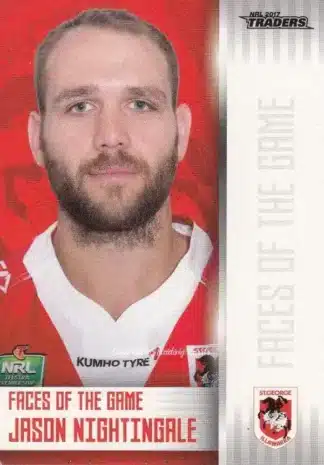 2017 NRL Traders Faces Of The Game - FG38 Jason Nightingale St George Dragons