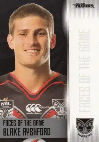2017 NRL Traders Faces Of The Game - FG43 Blake Ayshford Warriors