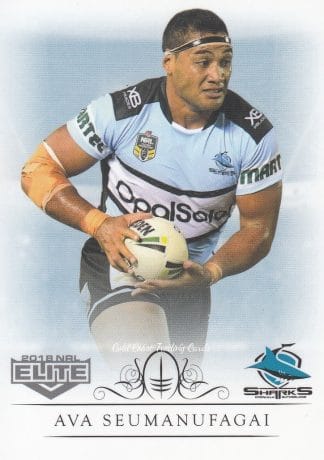 2018 NRL Elite Common Card - Base 040 Ava Seumanufagai Cronulla Sharks Box Card