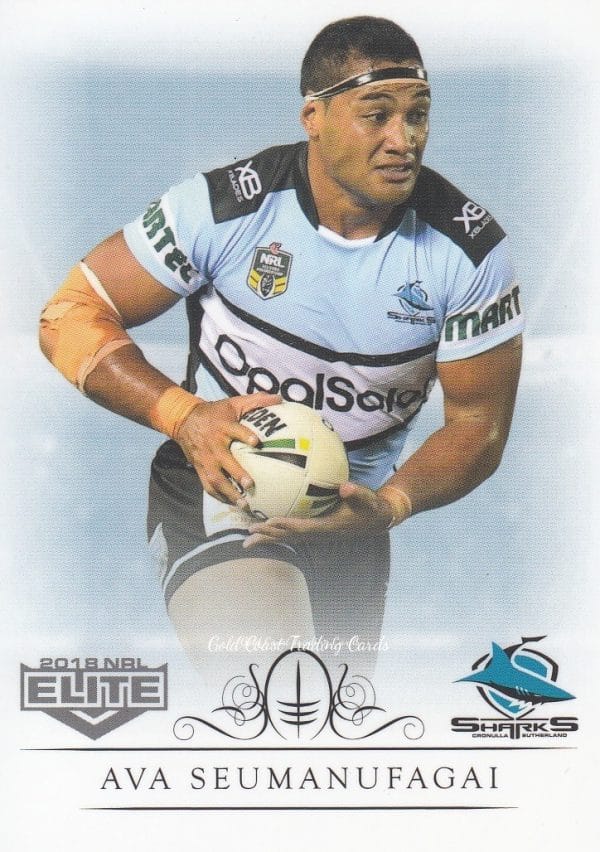 2018 NRL Elite Common Card - Base 040 Ava Seumanufagai Cronulla Sharks Box Card