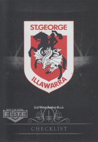 2018 NRL Elite Silver Specials - SS121 Checklist Logo St George Dragons