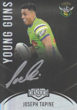 2018 NRL Elite Young Guns Black Signature - YGB02 Joseph Tapine Canberra Raiders