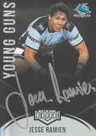 2018 NRL Elite Young Guns Black Signature - YGB04 Jesse Ramien Cronulla Sharks