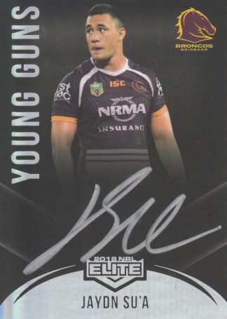 2018 NRL Elite Young Guns Black Signature - YGB01 Jaydn Su'a Brisbane Broncos