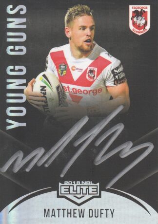 2018 NRL Elite Young Guns Black Signature - YGB13 Matthew Dufty St George Dragons