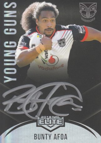 2018 NRL Elite Young Guns Black Signature - YGB15 Bunty Afoa Warriors