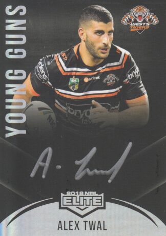2018 NRL Elite Young Guns Black Signature - YGB16 Alex Twal Wests Tigers