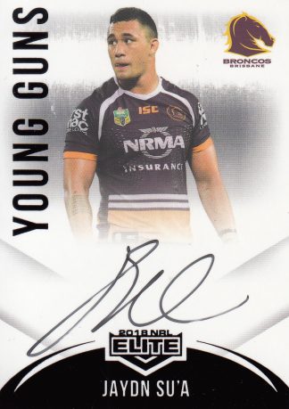 2018 NRL Elite Young Guns Signature - YG01 Jaydn Su'a Brisbane Broncos
