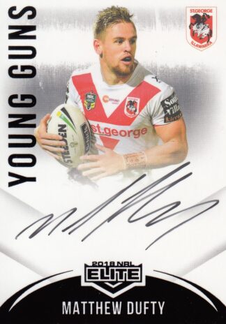 2018 NRL Elite Young Guns Signature - YG13 Matthew Dufty St George Dragons