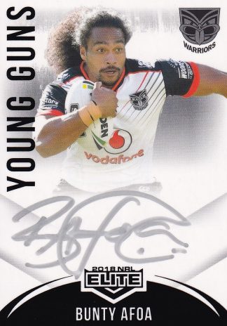 2018 NRL Elite Young Guns Signature - YG15 Bunty Afoa Warriors
