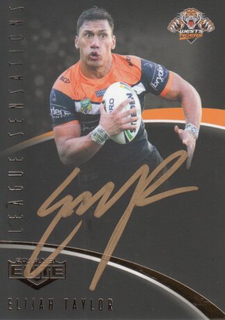 2018 NRL Elite League Sensations Black Signature - LSB16 Elijah Taylor Wests Tigers