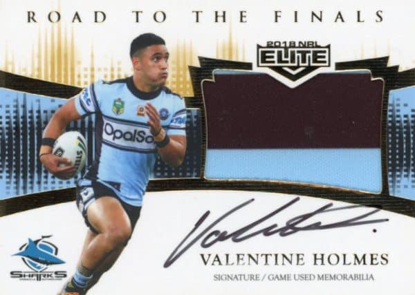 2018 NRL Elite Road To Finals Jersey Patch Signature - RFS3 Valentine Holmes Cronulla Sharks