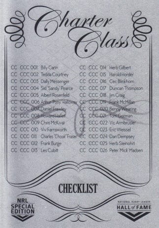 2018 NRL Glory Charter Class Chrome - CCC106 Checklist 1