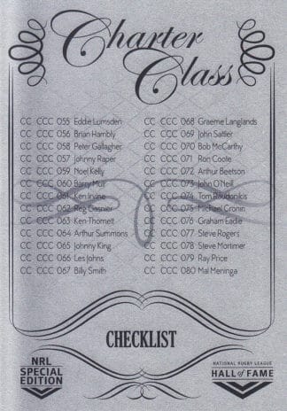 2018 NRL Glory Charter Class Chrome - CCC107 Checklist 2