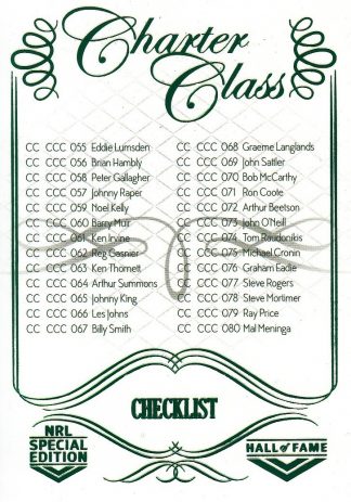 2018 NRL Glory Charter Class - CC107 Checklist 2