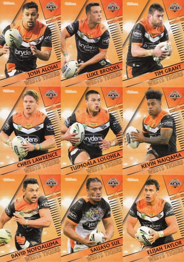 2018 NRL Traders Base Team Set - Wests Tigers