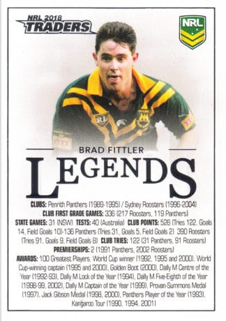 2018 NRL Traders Legends Case Card - CC01 Brad Fittler Kangaroos