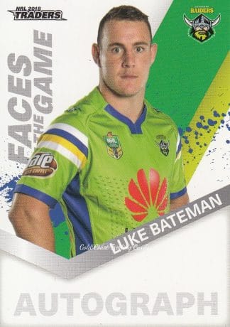 2018 NRL Traders Faces Of The Game - FG05 Luke Bateman Canberra Raiders