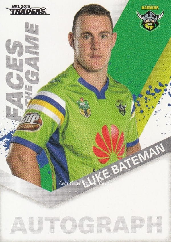 2018 NRL Traders Faces Of The Game - FG05 Luke Bateman Canberra Raiders