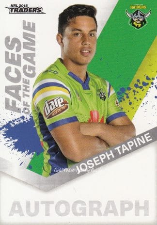 2018 NRL Traders Faces Of The Game - FG07 Joseph Tapine Canberra Raiders