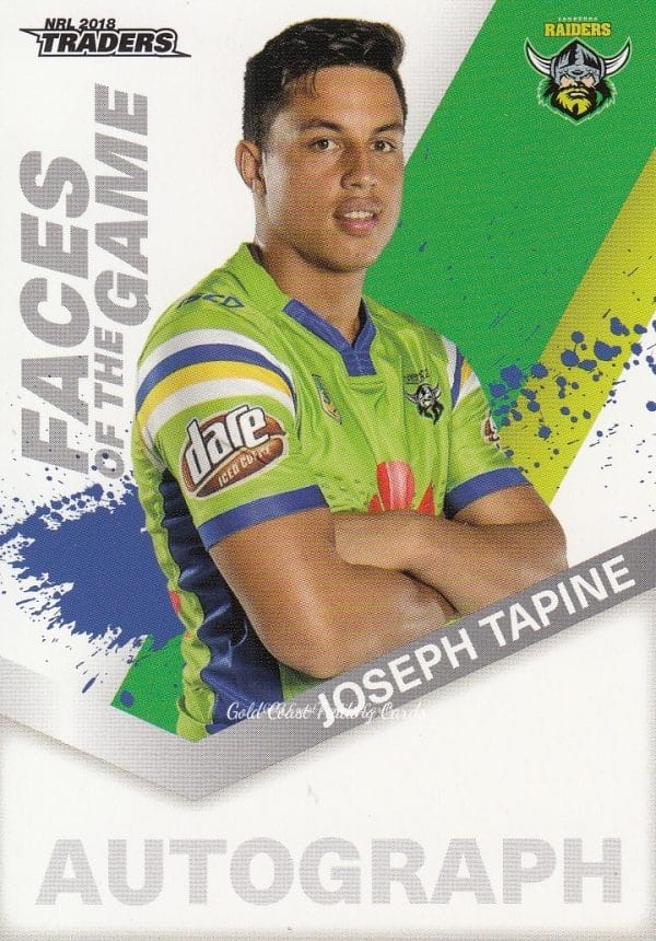 2018 NRL Traders Faces Of The Game - FG07 Joseph Tapine Canberra Raiders
