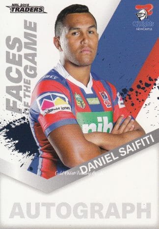 2018 NRL Traders Faces Of The Game - FG31 Daniel Saifiti Newcastle Knights