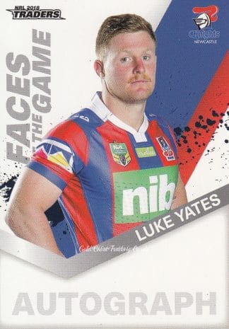 2018 NRL Traders Faces Of The Game - FG32 Luke Yates Newcastle Knights