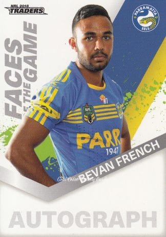 2018 NRL Traders Faces Of The Game - FG38 Bevan French Parramatta Eels