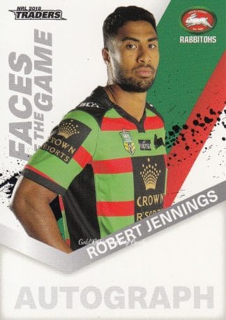 2018 NRL Traders Faces Of The Game - FG47 Robert Jennings South Sydney Rabbitohs