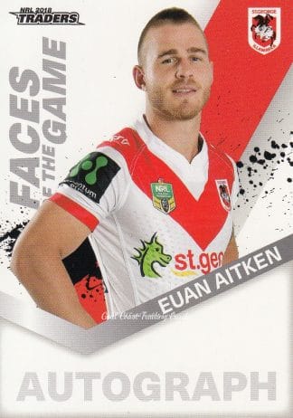 2018 NRL Traders Faces Of The Game - FG49 Euan Aitken St George Dragons