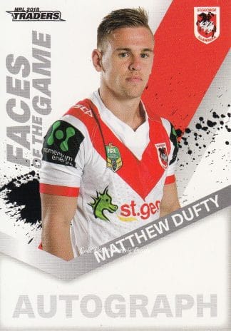 2018 NRL Traders Faces Of The Game - FG50 Matthew Dufty St George Dragons