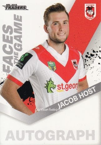 2018 NRL Traders Faces Of The Game - FG51 Jacob Host St George Dragons