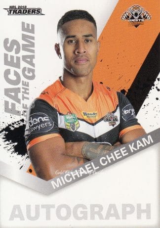 2018 NRL Traders Faces Of The Game - FG61 Michael Chee Kam Wests Tigers