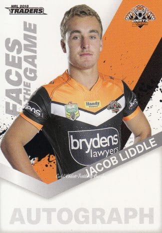 2018 NRL Traders Faces Of The Game - FG63 Jacob Liddle Wests Tigers