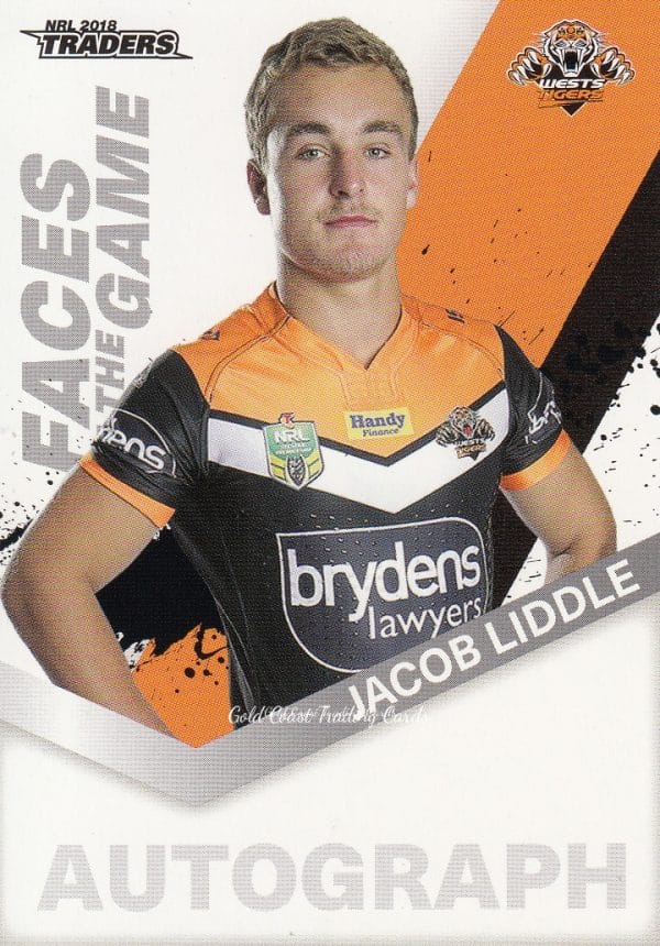 2018 NRL Traders Faces Of The Game - FG63 Jacob Liddle Wests Tigers