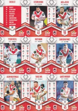 2018 NRL Xtreme Base Team Set - St George Dragons