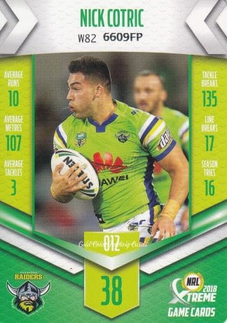 2018 NRL Xtreme Common Card - Base 012 Nick Cotric Canberra Raiders