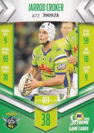 2018 NRL Xtreme Common Card - Base 013 Jarrod Croker Canberra Raiders