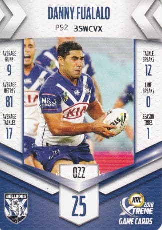 2018 NRL Xtreme Common Card - Base 022 Danny Fualalo Canterbury Bulldogs