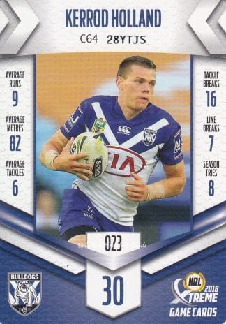 2018 NRL Xtreme Common Card - Base 023 Kerrod Holland Canterbury Bulldogs
